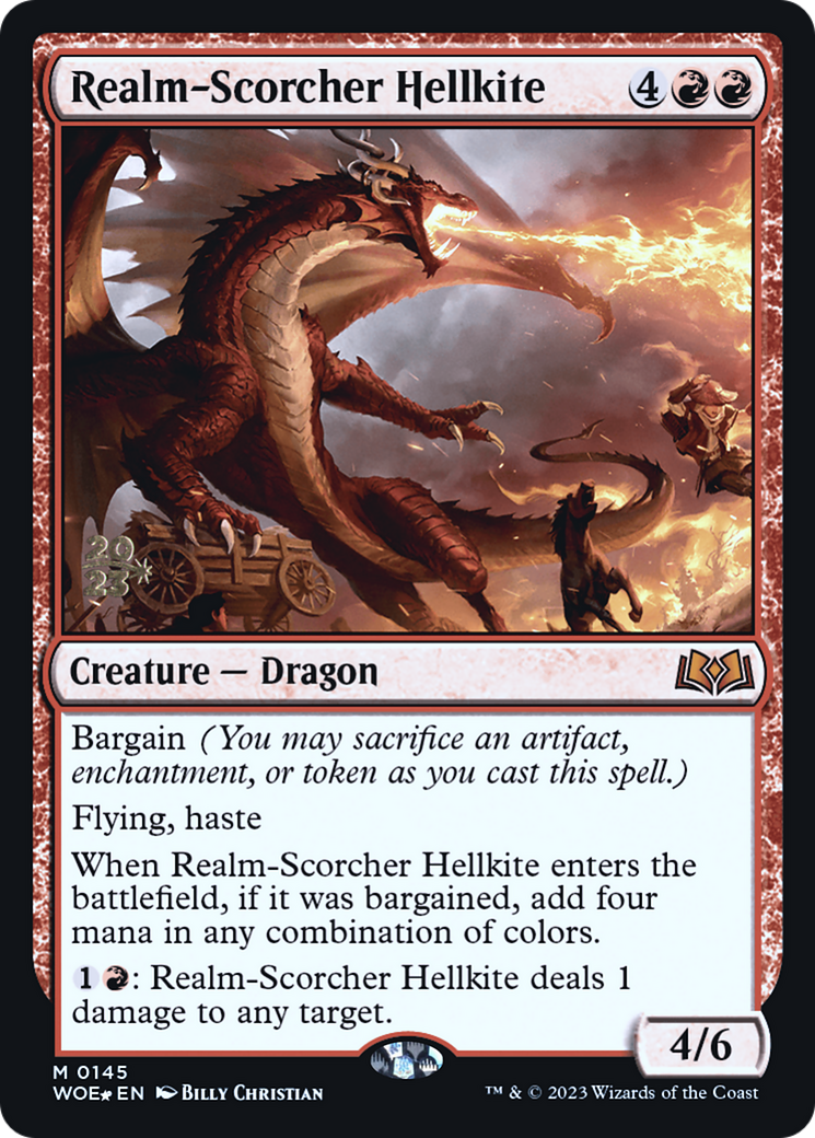 Realm-Scorcher Hellkite (PWOE-145S) - Wilds of Eldraine Promos Foil - Premium MTG Single from Wizards of the Coast - Just $0.58! Shop now at Game Crave Tournament Store
