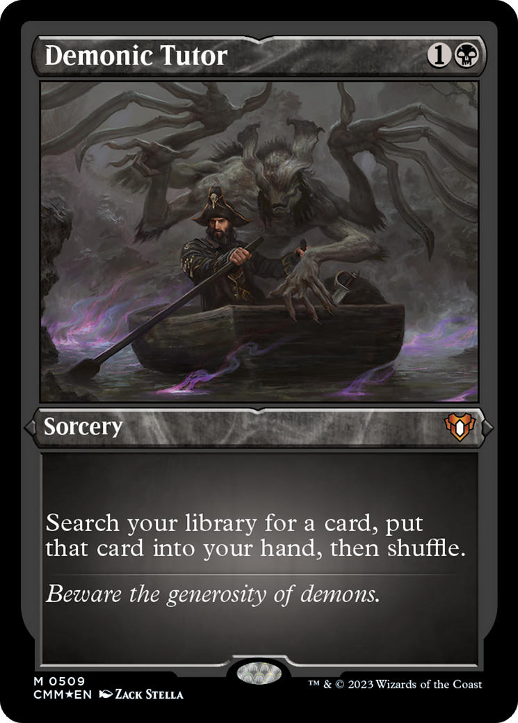 Demonic Tutor (CMM-509) - Commander Masters Etched Foil - Premium MTG Single from Wizards of the Coast - Just $18.41! Shop now at Game Crave Tournament Store