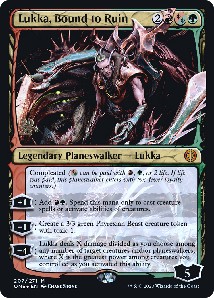 Lukka, Bound to Ruin (PONE-207S) - Phyrexia: All Will Be One Promos Foil - Premium MTG Single from Wizards of the Coast - Just $0.38! Shop now at Game Crave Tournament Store