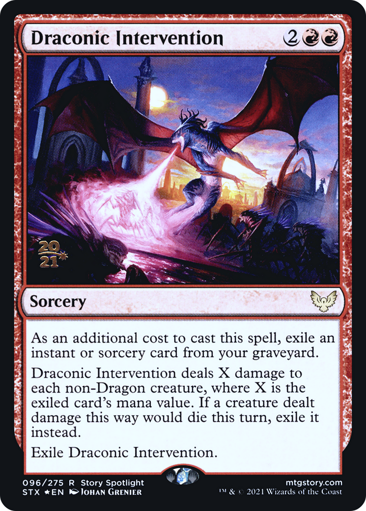 Draconic Intervention (PSTX-96S) - Strixhaven: School of Mages Promos Foil - Premium MTG Single from Wizards of the Coast - Just $0.12! Shop now at Game Crave Tournament Store