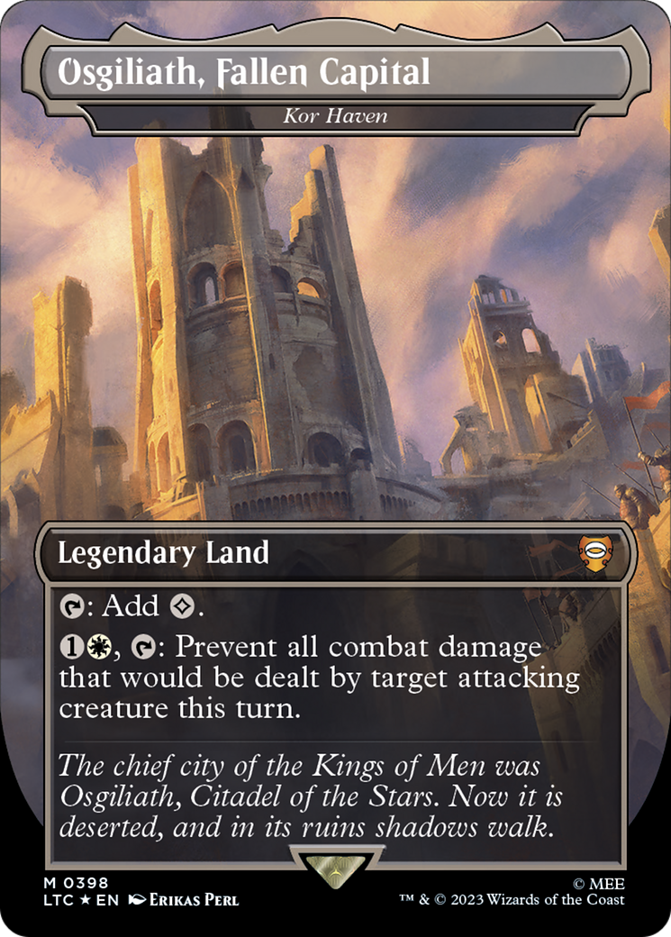 Kor Haven (LTC-398) - Tales of Middle-earth Commander / Osgiliath, Fallen Capital (Borderless) Foil - Premium MTG Single from Wizards of the Coast - Just $4.02! Shop now at Game Crave Tournament Store