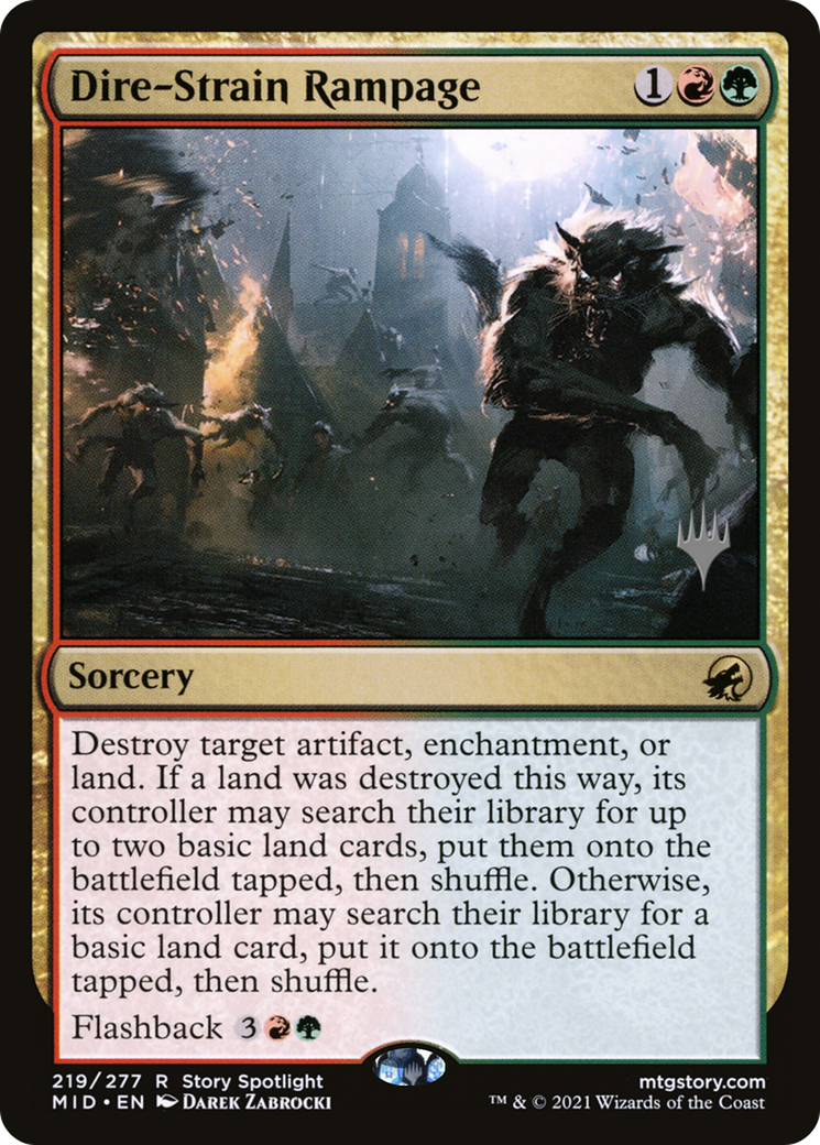 Dire-Strain Rampage (PMID-219P) - Innistrad: Midnight Hunt Promos Foil - Premium MTG Single from Wizards of the Coast - Just $0.08! Shop now at Game Crave Tournament Store