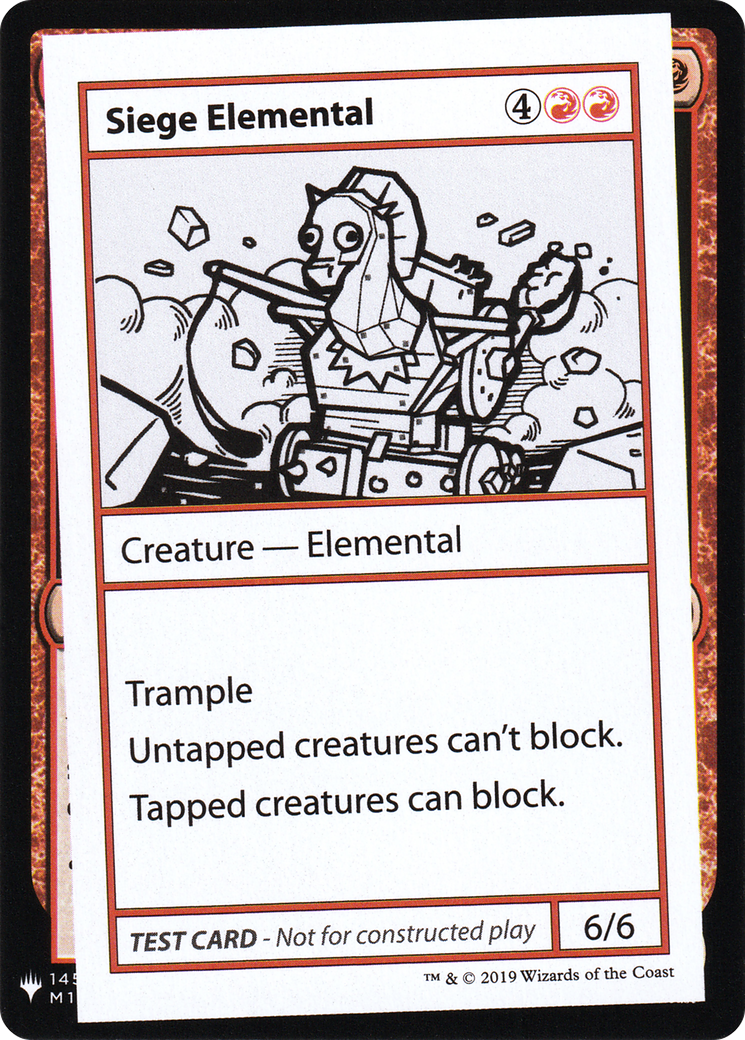 Siege Elemental (CMB1-064) - Mystery Booster Playtest Cards 2019 - Premium MTG Single from Wizards of the Coast - Just $0.80! Shop now at Game Crave Tournament Store