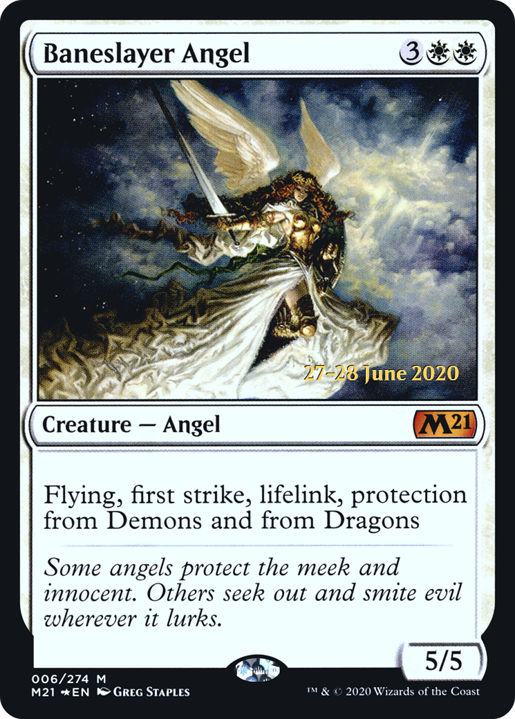 Baneslayer Angel (PM21-06S) - Core Set 2021 Promos Foil - Premium MTG Single from Wizards of the Coast - Just $5.28! Shop now at Game Crave Tournament Store