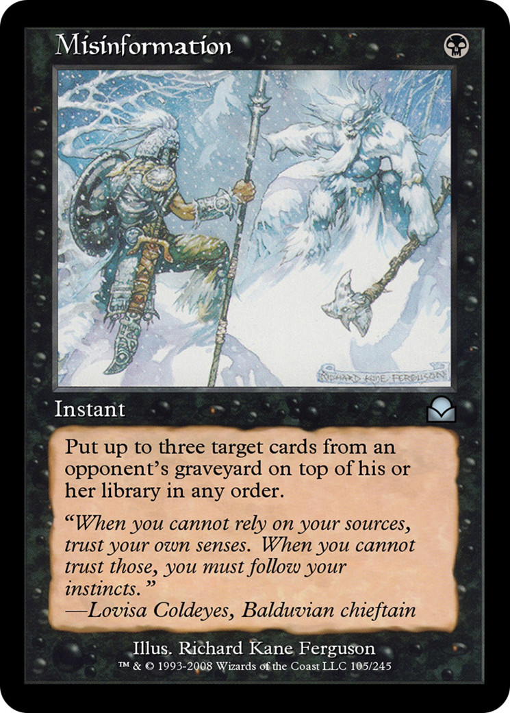 Misinformation (ME2-105) - Masters Edition II Foil - Premium MTG Single from Wizards of the Coast - Just $0! Shop now at Game Crave Tournament Store
