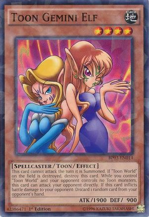 Toon Gemini Elf (Shatterfoil) (BP03-EN014) - Battle Pack 3: Monster League 1st Edition - Premium Yugioh Single from Konami - Just $2.86! Shop now at Game Crave Tournament Store
