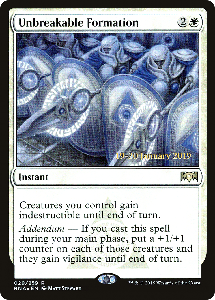 Unbreakable Formation (PRNA-29S) - Ravnica Allegiance Promos Foil - Premium MTG Single from Wizards of the Coast - Just $2.48! Shop now at Game Crave Tournament Store