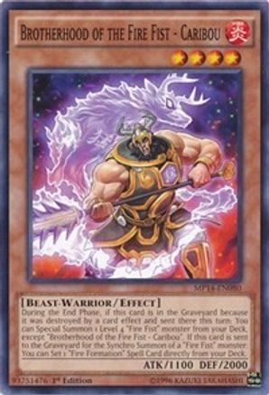 Brotherhood of the Fire Fist - Caribou (MP14-EN080) - 2014 Mega-Tins Mega Pack 1st Edition - Premium Yugioh Single from Konami - Just $0.23! Shop now at Game Crave Tournament Store