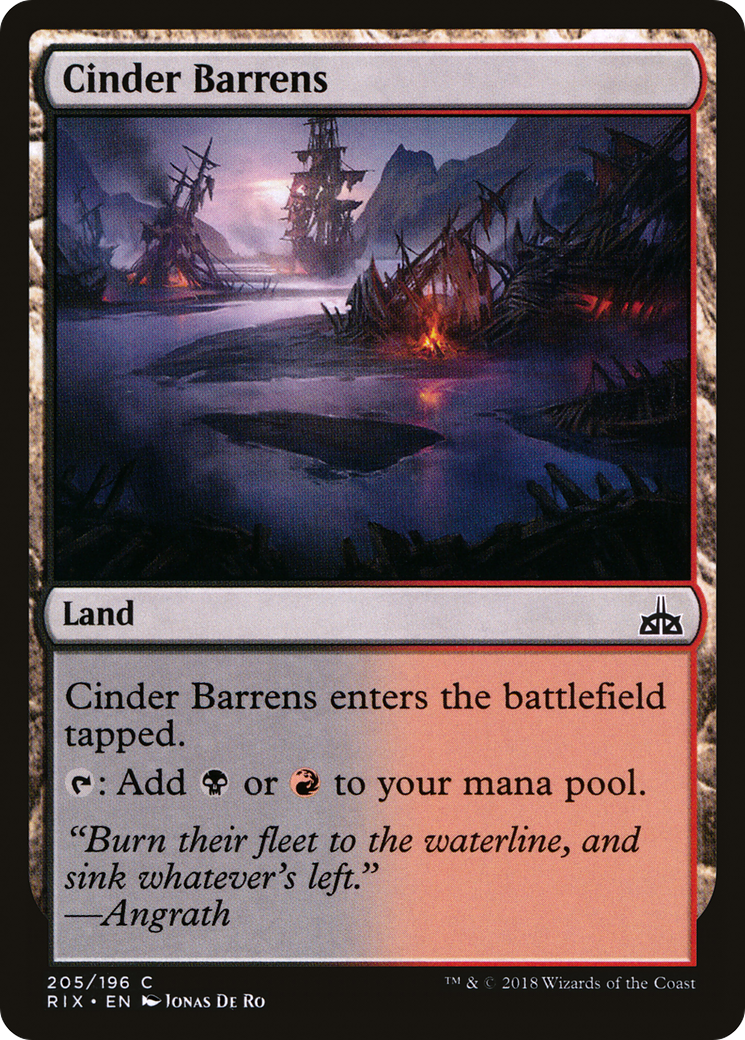 Cinder Barrens (RIX-205) - Rivals of Ixalan - Premium MTG Single from Wizards of the Coast - Just $0.08! Shop now at Game Crave Tournament Store