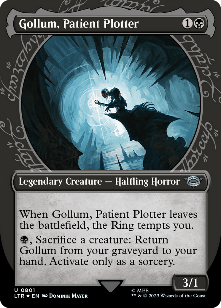 Gollum, Patient Plotter (LTR-801) - The Lord of the Rings: Tales of Middle-earth: (Showcase) (Borderless) Foil - Premium MTG Single from Wizards of the Coast - Just $0.26! Shop now at Game Crave Tournament Store