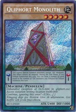 Qliphort Monolith (SECE-EN020) - Secrets of Eternity Unlimited - Premium Yugioh Single from Konami - Just $3.11! Shop now at Game Crave Tournament Store