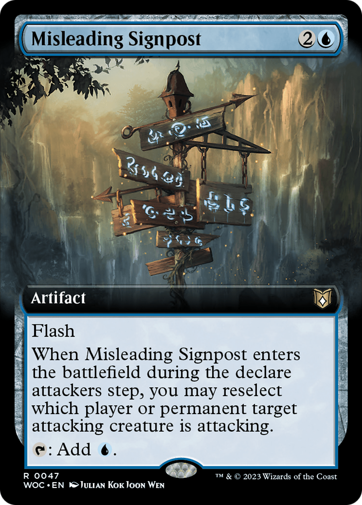 Misleading Signpost (WOC-047) - Wilds of Eldraine Commander: (Extended Art) - Premium MTG Single from Wizards of the Coast - Just $8.42! Shop now at Game Crave Tournament Store