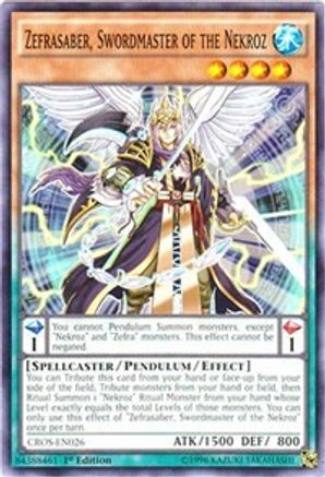 Zefrasaber, Swordmaster of the Nekroz (CROS-EN026) - Crossed Souls Unlimited - Premium Yugioh Single from Konami - Just $0.08! Shop now at Game Crave Tournament Store