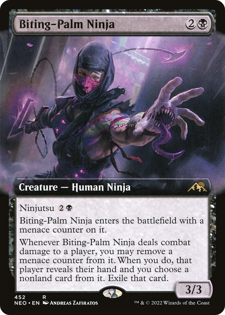 Biting-Palm Ninja (NEO-452) - Kamigawa: Neon Dynasty: (Extended Art) Foil - Premium MTG Single from Wizards of the Coast - Just $0.11! Shop now at Game Crave Tournament Store