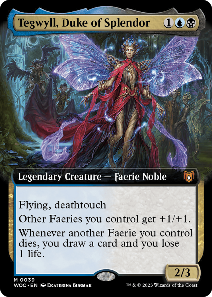 Tegwyll, Duke of Splendor (WOC-039) - Wilds of Eldraine Commander: (Extended Art) - Premium MTG Single from Wizards of the Coast - Just $0.66! Shop now at Game Crave Tournament Store