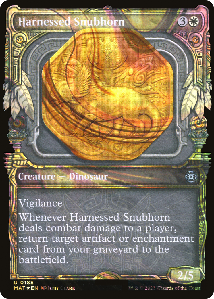 Harnessed Snubhorn (MAT-188) - March of the Machine: The Aftermath: (Showcase) Foil - Premium MTG Single from Wizards of the Coast - Just $0.08! Shop now at Game Crave Tournament Store