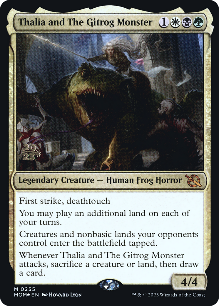 Thalia and The Gitrog Monster (PMOM-255S) - March of the Machine Promos Foil - Premium MTG Single from Wizards of the Coast - Just $3.16! Shop now at Game Crave Tournament Store