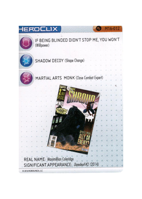Shroud #M16-012 Marvel HeroClix Promos - Premium HCX Single from WizKids - Just $2.65! Shop now at Game Crave Tournament Store