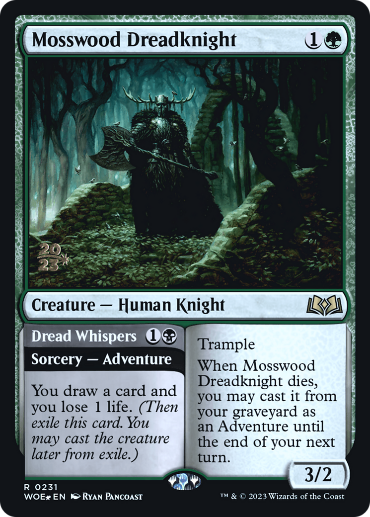 Mosswood Dreadknight // Dread Whispers (PWOE-231S) - Wilds of Eldraine Promos Foil - Premium MTG Single from Wizards of the Coast - Just $0.58! Shop now at Game Crave Tournament Store