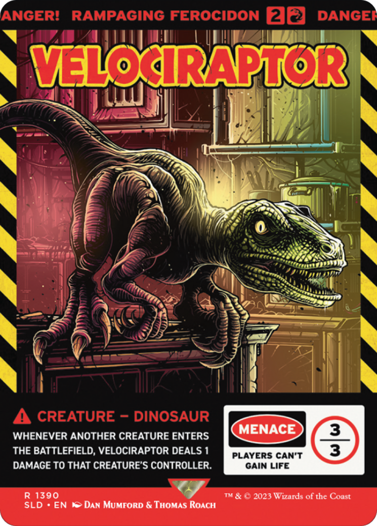 Rampaging Ferocidon (SLD-1390) - Secret Lair Drop / Velociraptor: (Full Art) (Borderless) Foil - Premium MTG Single from Wizards of the Coast - Just $4.15! Shop now at Game Crave Tournament Store