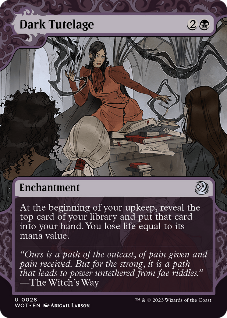 Dark Tutelage (WOT-028) - Wilds of Eldraine: Enchanting Tales: (Showcase) (Borderless) - Premium MTG Single from Wizards of the Coast - Just $0.08! Shop now at Game Crave Tournament Store
