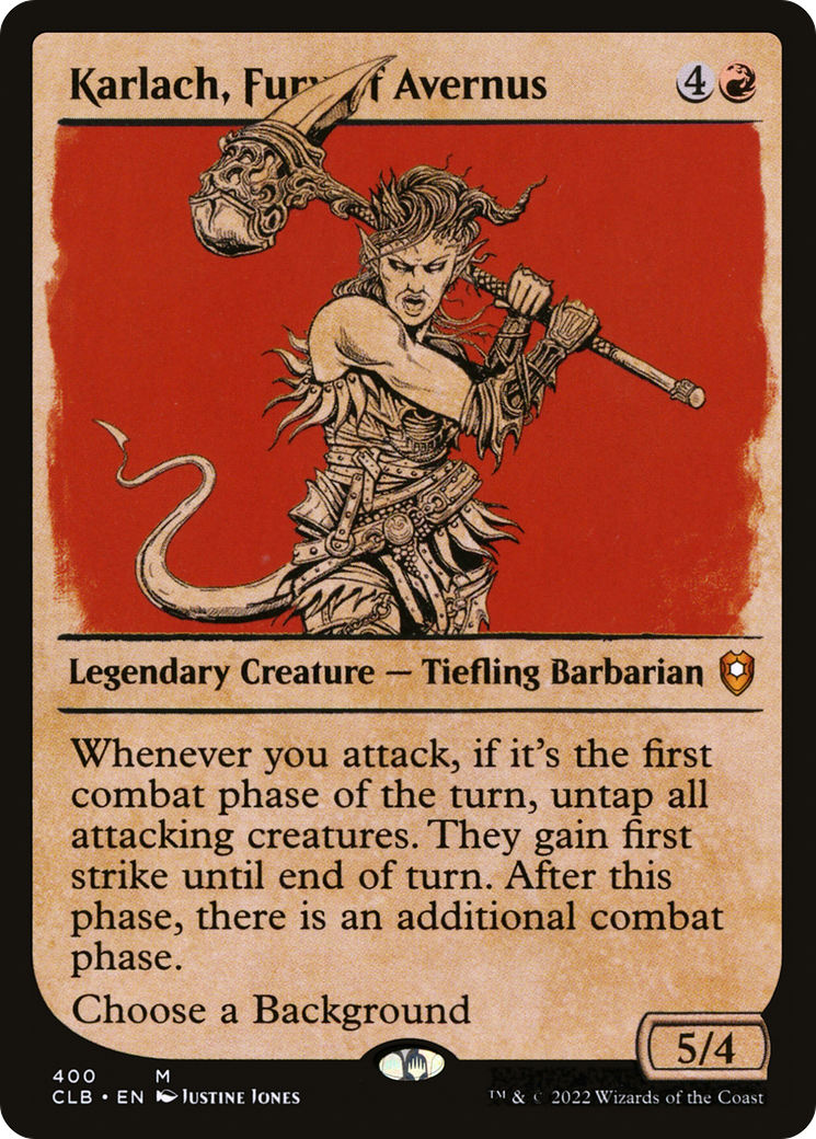 Karlach, Fury of Avernus (CLB-400) - Commander Legends: Battle for Baldur's Gate: (Showcase) - Premium MTG Single from Wizards of the Coast - Just $1.87! Shop now at Game Crave Tournament Store