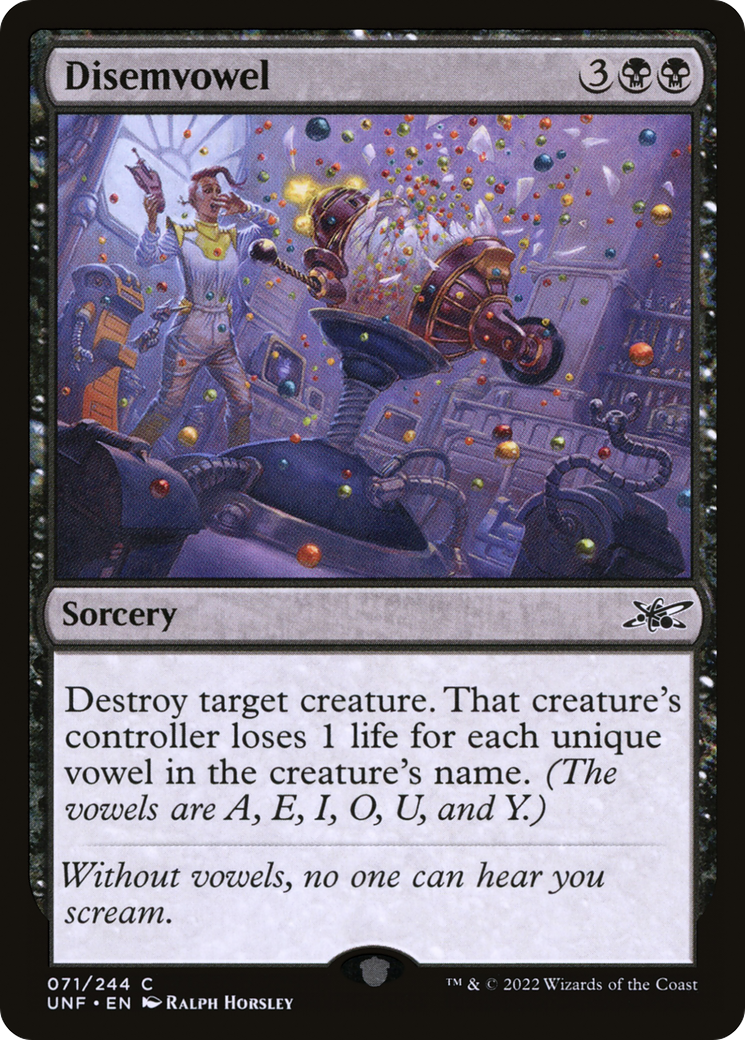 Disemvowel (UNF-071) - Unfinity - Premium MTG Single from Wizards of the Coast - Just $0.08! Shop now at Game Crave Tournament Store