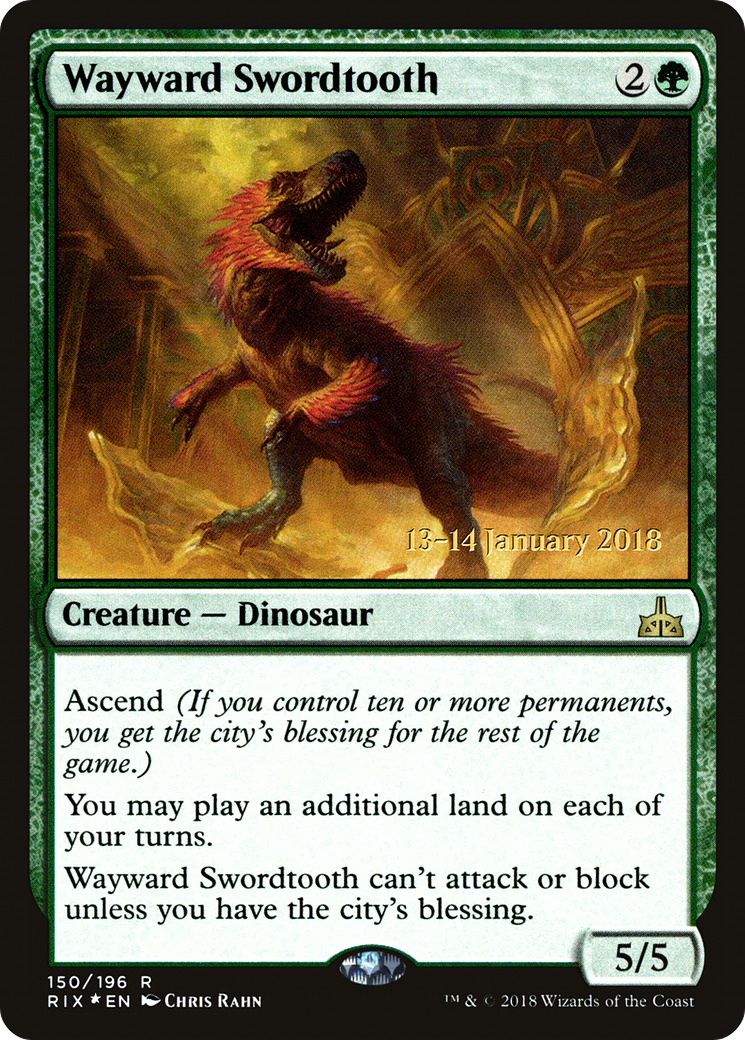 Wayward Swordtooth (PRIX-150S) - Rivals of Ixalan Promos Foil - Premium MTG Single from Wizards of the Coast - Just $1.73! Shop now at Game Crave Tournament Store
