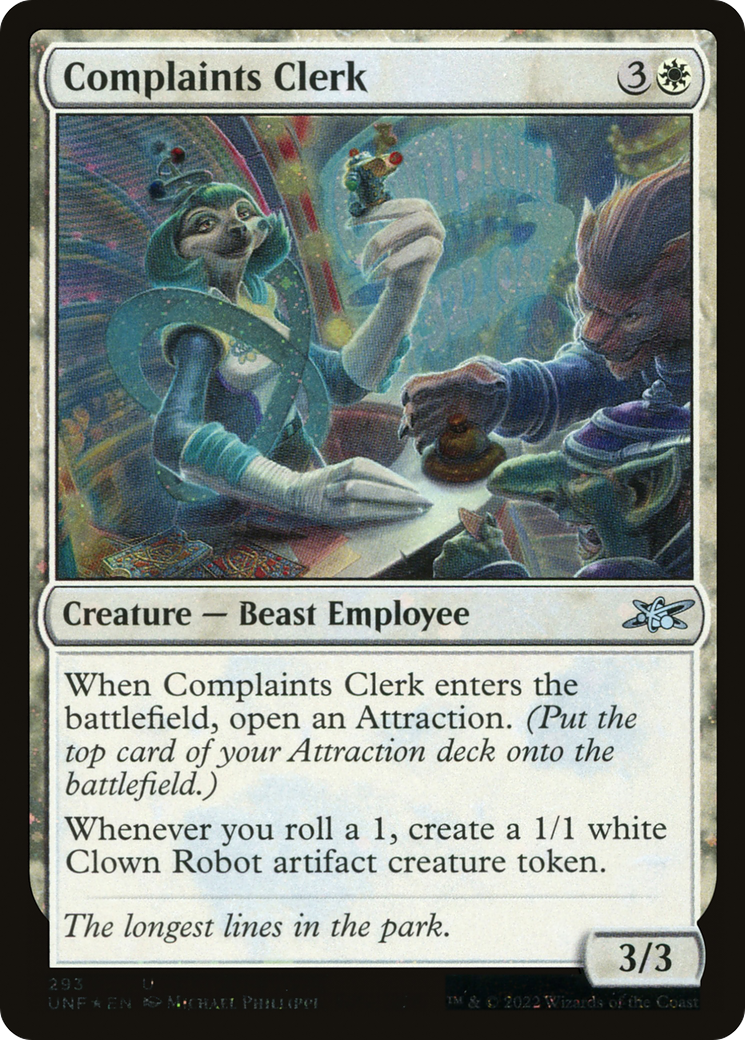 Complaints Clerk (UNF-293) - Unfinity Foil - Premium MTG Single from Wizards of the Coast - Just $0.51! Shop now at Game Crave Tournament Store