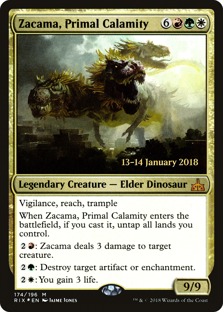 Zacama, Primal Calamity (PRIX-174S) - Rivals of Ixalan Promos Foil - Premium MTG Single from Wizards of the Coast - Just $3.32! Shop now at Game Crave Tournament Store
