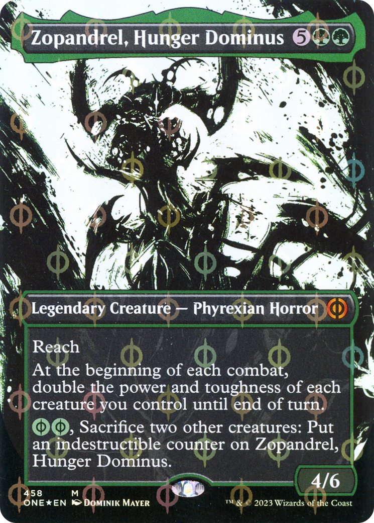 Zopandrel, Hunger Dominus (ONE-458) - Phyrexia: All Will Be One: (Showcase) (Borderless) Foil - Premium MTG Single from Wizards of the Coast - Just $5.05! Shop now at Game Crave Tournament Store