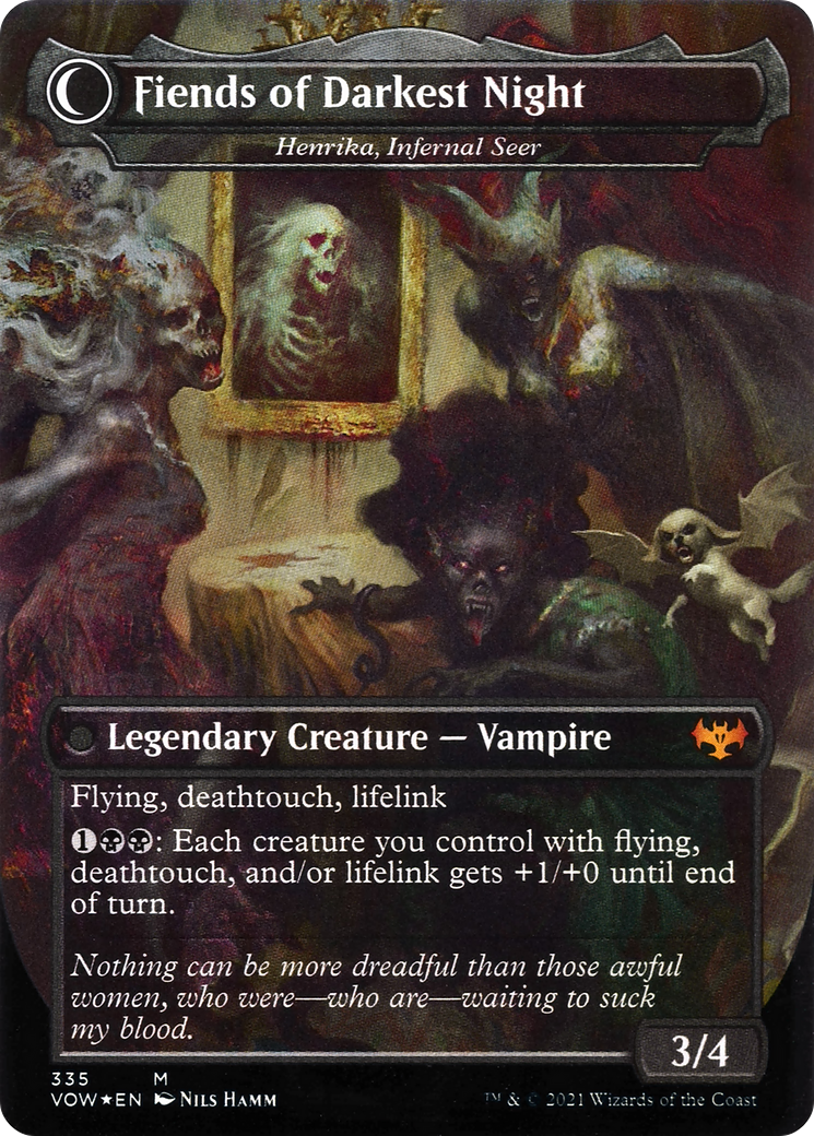 Henrika Domnathi // Henrika, Infernal Seer (VOW-335) - Innistrad: Crimson Vow: (Double Faced Transform) (Borderless) - Premium MTG Single from Wizards of the Coast - Just $3.67! Shop now at Game Crave Tournament Store