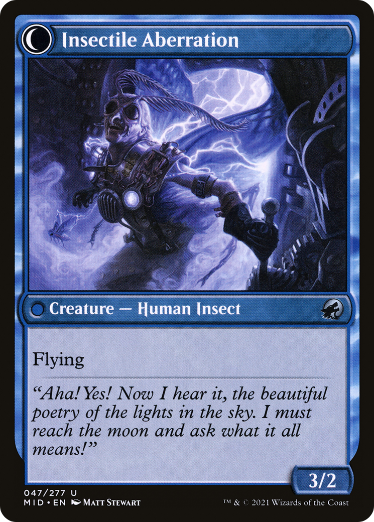 Delver of Secrets // Insectile Aberration (MID-047) - Innistrad: Midnight Hunt: (Double Faced Transform) - Premium MTG Single from Wizards of the Coast - Just $0.08! Shop now at Game Crave Tournament Store