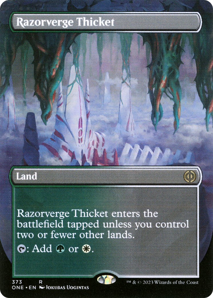 Razorverge Thicket (ONE-373) - Phyrexia: All Will Be One (Borderless) - Premium MTG Single from Wizards of the Coast - Just $0.47! Shop now at Game Crave Tournament Store