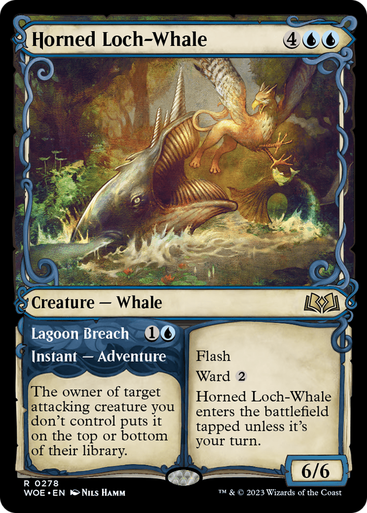 Horned Loch-Whale // Lagoon Breach (WOE-278) - Wilds of Eldraine: (Showcase) - Premium MTG Single from Wizards of the Coast - Just $0.08! Shop now at Game Crave Tournament Store