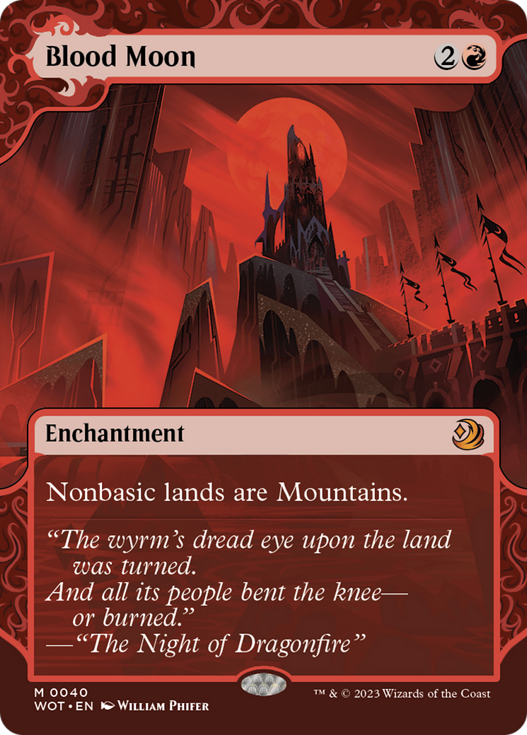 Blood Moon (WOT-040) - Wilds of Eldraine: Enchanting Tales: (Showcase) (Borderless) Foil - Premium MTG Single from Wizards of the Coast - Just $2.27! Shop now at Game Crave Tournament Store