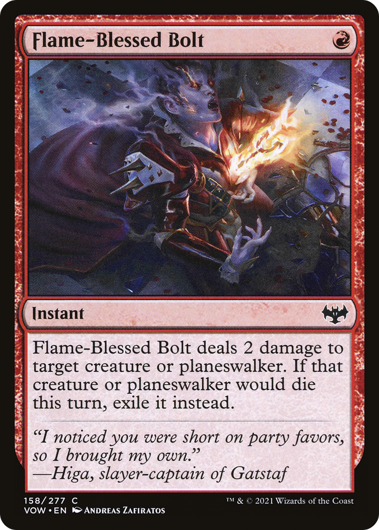 Flame-Blessed Bolt (VOW-158) - Innistrad: Crimson Vow Foil - Premium MTG Single from Wizards of the Coast - Just $0.08! Shop now at Game Crave Tournament Store