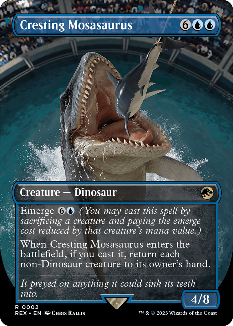 Cresting Mosasaurus (REX-002) - Jurassic World Collection (Borderless) - Premium MTG Single from Wizards of the Coast - Just $0.58! Shop now at Game Crave Tournament Store
