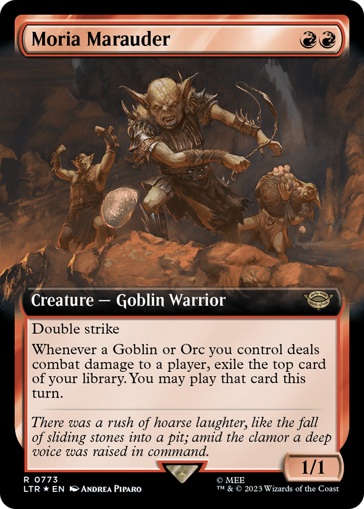 Moria Marauder (LTR-773) - The Lord of the Rings: Tales of Middle-earth: (Extended Art) Foil - Premium MTG Single from Wizards of the Coast - Just $0.10! Shop now at Game Crave Tournament Store