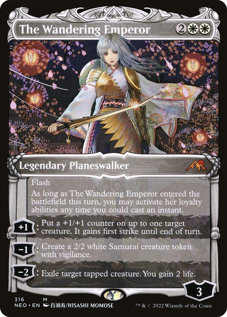 The Wandering Emperor (NEO-316) - Kamigawa: Neon Dynasty: (Showcase) Foil - Premium MTG Single from Wizards of the Coast - Just $11.28! Shop now at Game Crave Tournament Store