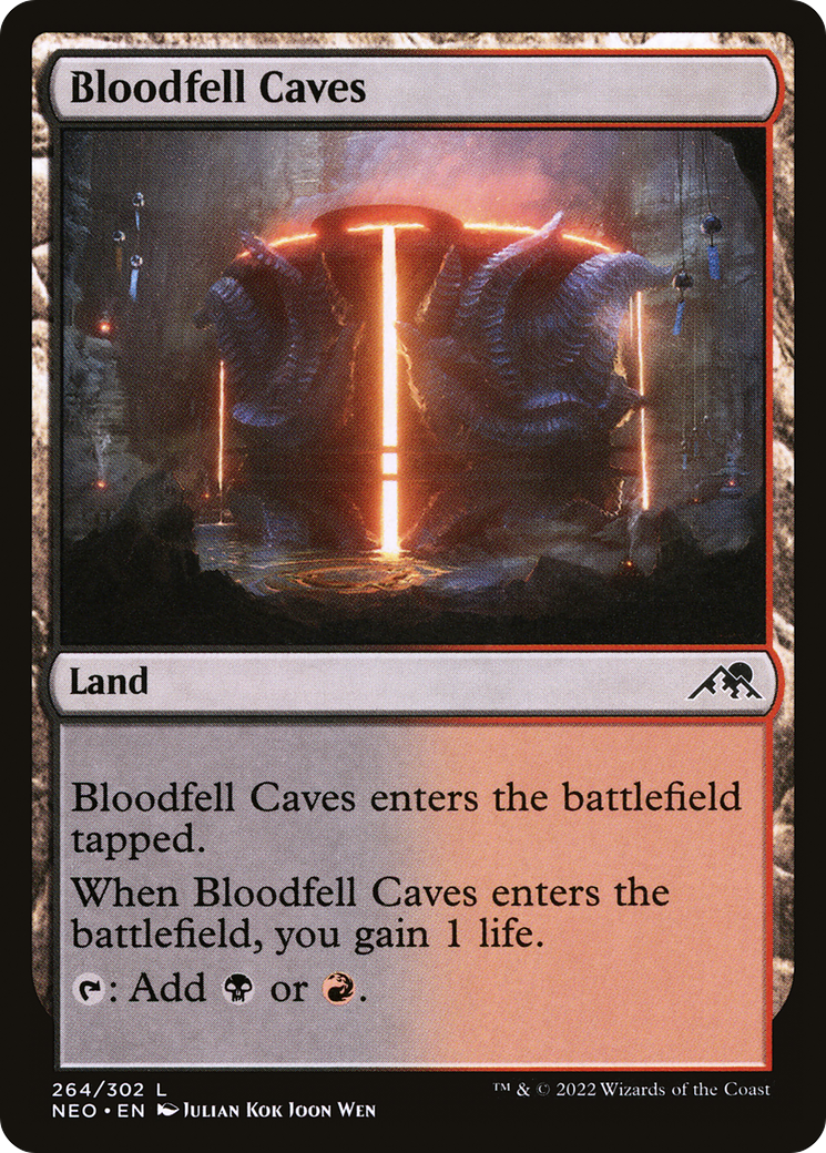Bloodfell Caves (NEO-264) - Kamigawa: Neon Dynasty - Premium MTG Single from Wizards of the Coast - Just $0.08! Shop now at Game Crave Tournament Store