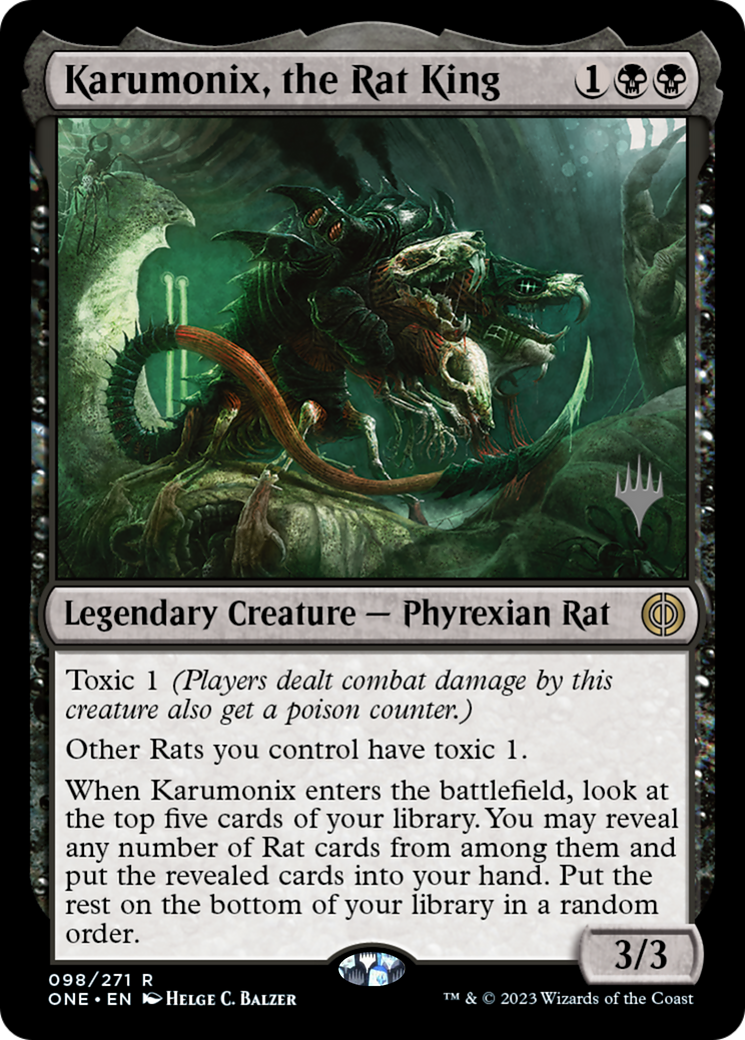 Karumonix, the Rat King (PONE-98P) - Phyrexia: All Will Be One Promos - Premium MTG Single from Wizards of the Coast - Just $0.23! Shop now at Game Crave Tournament Store