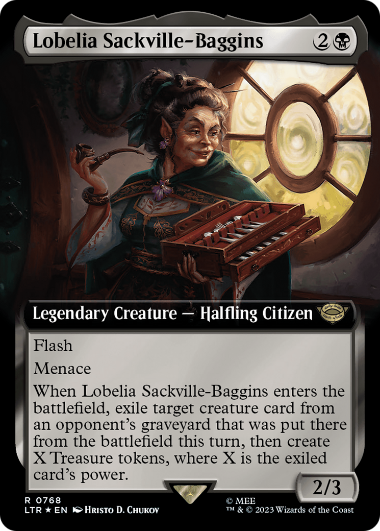 Lobelia Sackville-Baggins (LTR-768) - The Lord of the Rings: Tales of Middle-earth: (Extended Art) Foil - Premium MTG Single from Wizards of the Coast - Just $0.08! Shop now at Game Crave Tournament Store