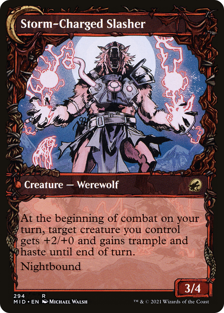 Reckless Stormseeker // Storm-Charged Slasher (MID-294) - Innistrad: Midnight Hunt: (Showcase, Double Faced Transform) - Premium MTG Single from Wizards of the Coast - Just $0.13! Shop now at Game Crave Tournament Store