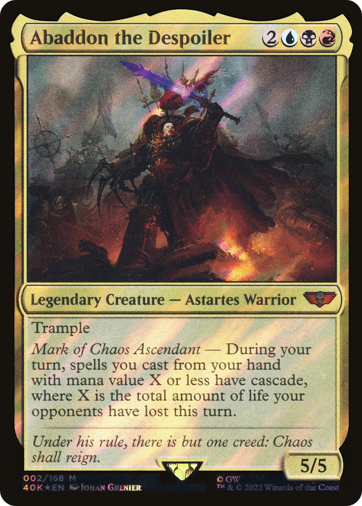 Abaddon the Despoiler (40K-002) - Warhammer 40,000 Commander Foil - Premium MTG Single from Wizards of the Coast - Just $0.91! Shop now at Game Crave Tournament Store
