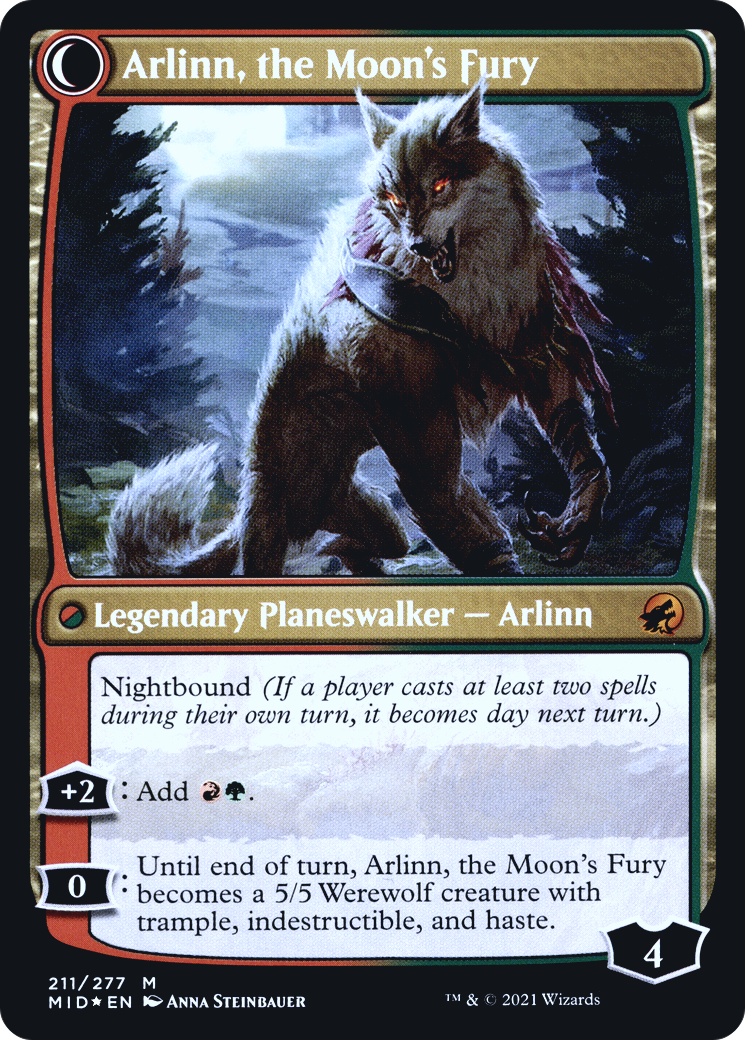Arlinn, the Pack's Hope // Arlinn, the Moon's Fury (PMID-211S) - Innistrad: Midnight Hunt Promos: (Double Faced Transform) Foil - Premium MTG Single from Wizards of the Coast - Just $2.37! Shop now at Game Crave Tournament Store