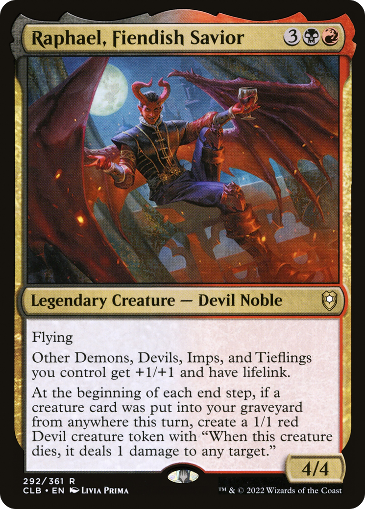 Raphael, Fiendish Savior (CLB-292) - Commander Legends: Battle for Baldur's Gate - Premium MTG Single from Wizards of the Coast - Just $0.24! Shop now at Game Crave Tournament Store
