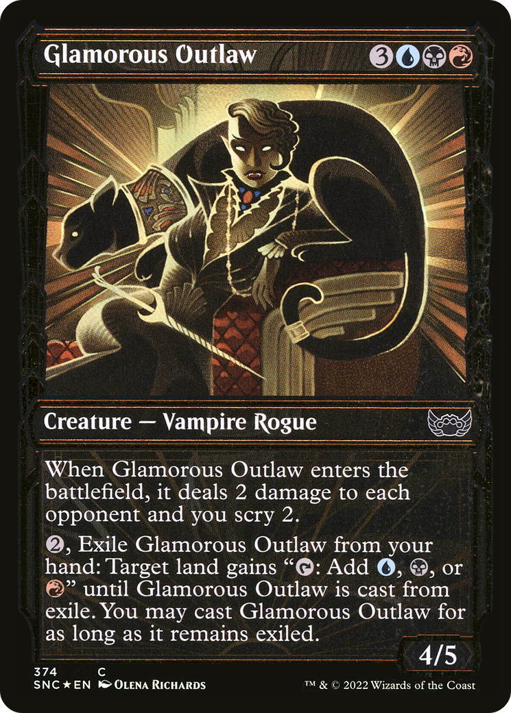 Glamorous Outlaw (SNC-374) - Streets of New Capenna: (Showcase) Foil - Premium MTG Single from Wizards of the Coast - Just $0.25! Shop now at Game Crave Tournament Store