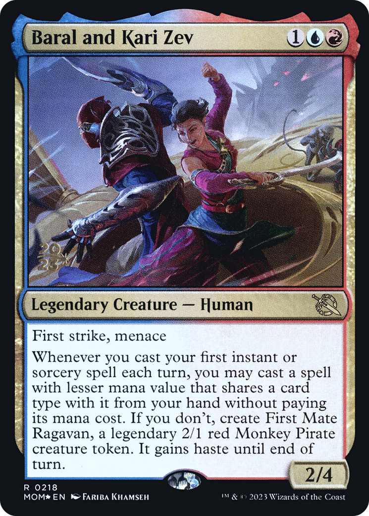 Baral and Kari Zev (PMOM-218S) - March of the Machine Promos Foil - Premium MTG Single from Wizards of the Coast - Just $0.60! Shop now at Game Crave Tournament Store