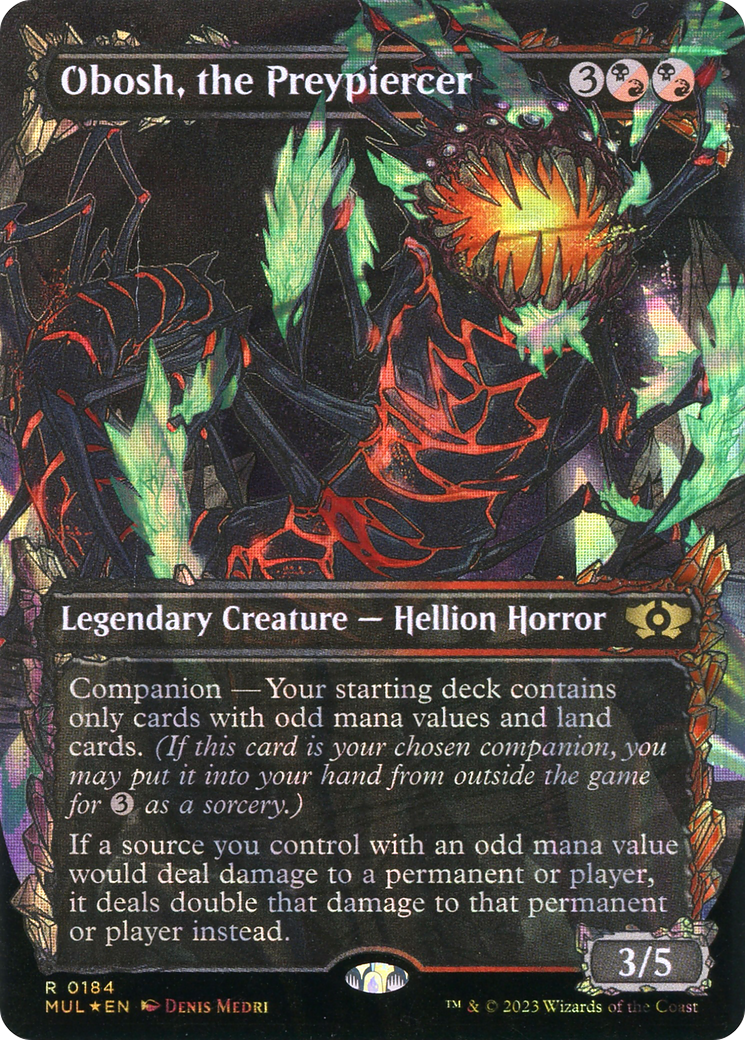 Obosh, the Preypiercer (MUL-184) - Multiverse Legends: (Showcase) (Borderless) Foil - Premium MTG Single from Wizards of the Coast - Just $1.66! Shop now at Game Crave Tournament Store